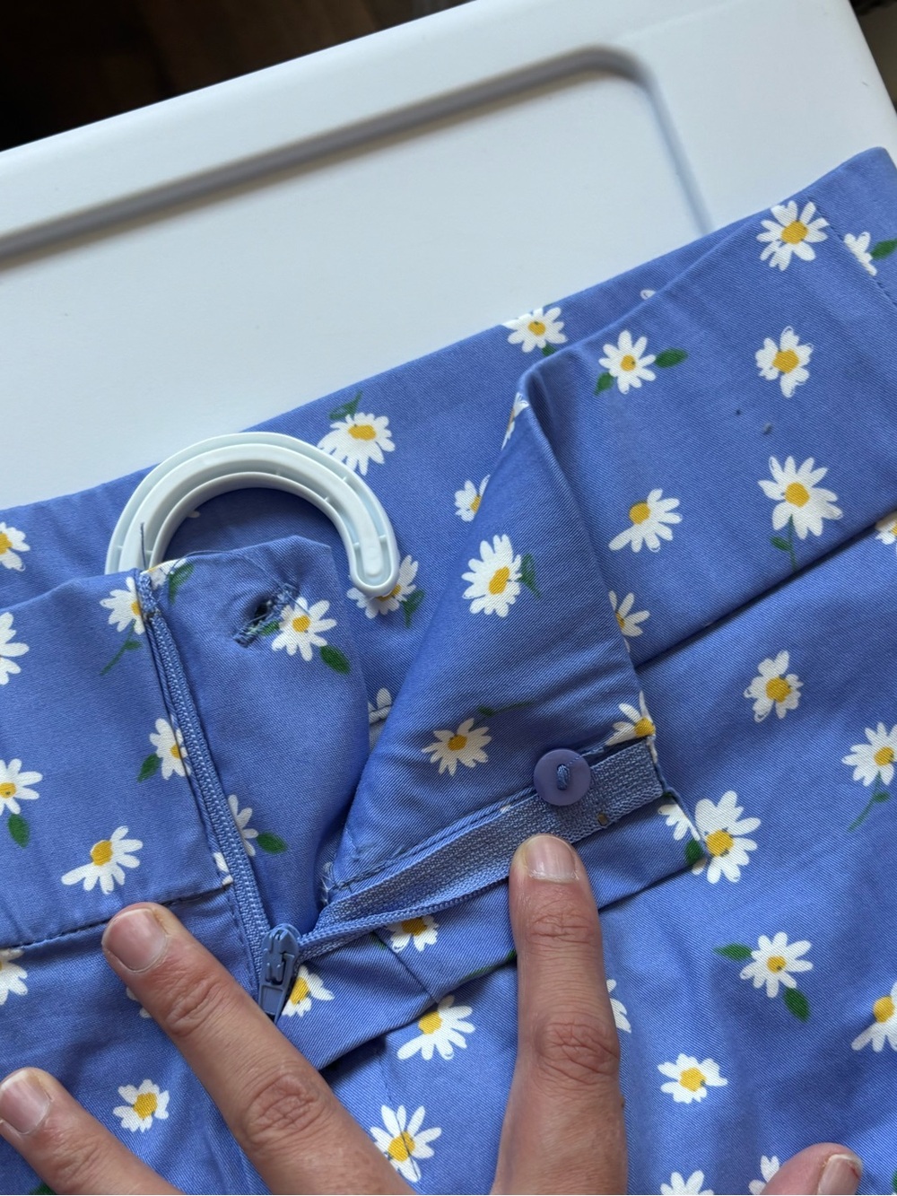 ZARA Blue Floral Slim Flare Cotton Pants NWOT - Picture 7 of 7